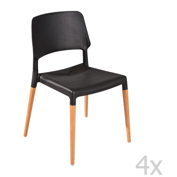 Sada 4 černých jídelních židlí 13Casa Molde 
