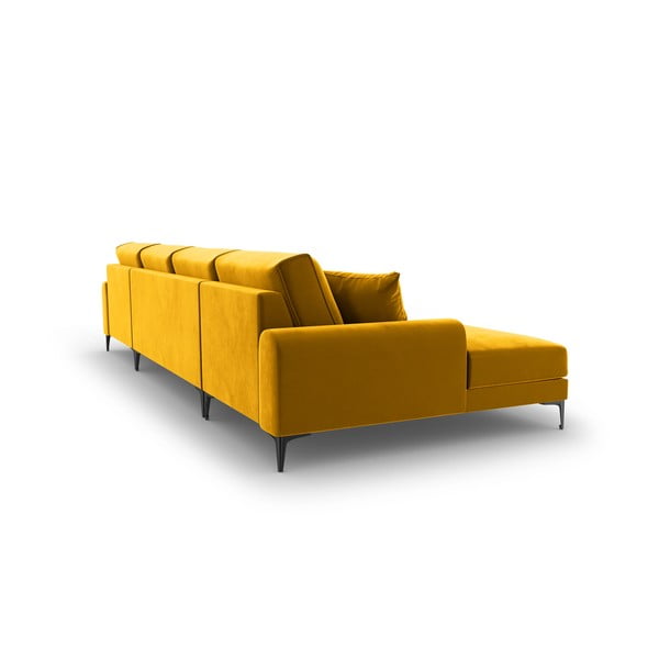 Kollane sametist U-kujuline diivan Madara - Mazzini Sofas-image-3