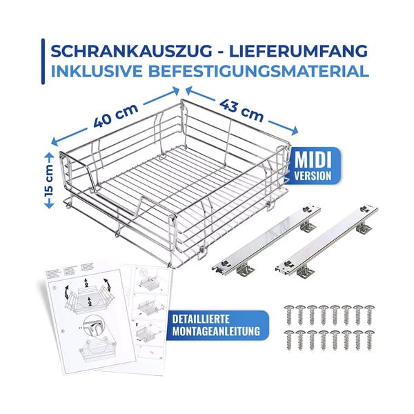Slide roostevabast terasest väljatõmmatav riiul, 51 x 40 cm - Maximex-image-4