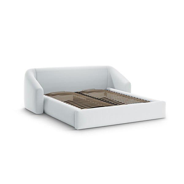 Helesinine polsterdatud kaheinimesevoodi, koos panipaiga ja restiga 140x200 cm Campi – Cosmopolitan Design-image-1