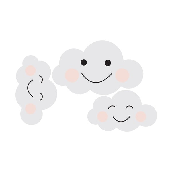 Sada 3 nástěnných samolepek Dekornik Clouds Smile
