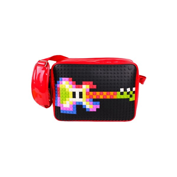 Pixelová messenger taška, black/red