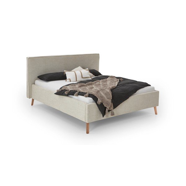 Kreem polsterdatud kaheinimesevoodi koos voodipõhjaga 160x200 cm Riva – Meise Möbel-image-4