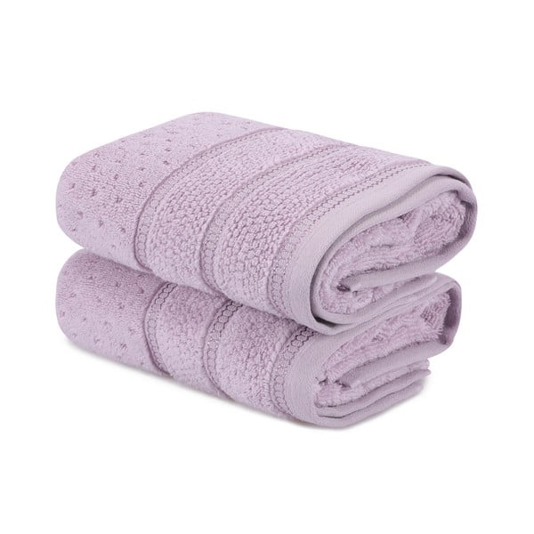 2 lilla puuvillase rätiku komplekt, 50 x 90 cm Arella - Foutastic-image-2