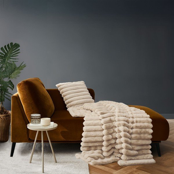 Beež mikroplüüstekk 180x220 cm Boudoir - douceur d'intérieur-image-1