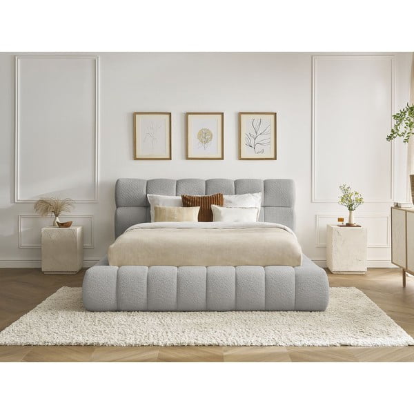 Helehall polsterdatud kaheinimesevoodi koos panipaiga ja voodipõhjaga 180x200 cm Mont Blanc - Bobochic Paris-image-1