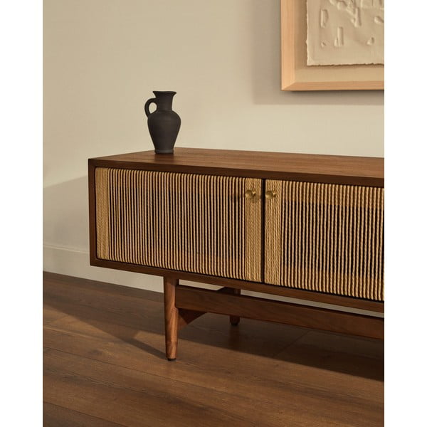 Pruun pähklipuidust telerilaud 200x50 cm Elan - Kave Home-image-3