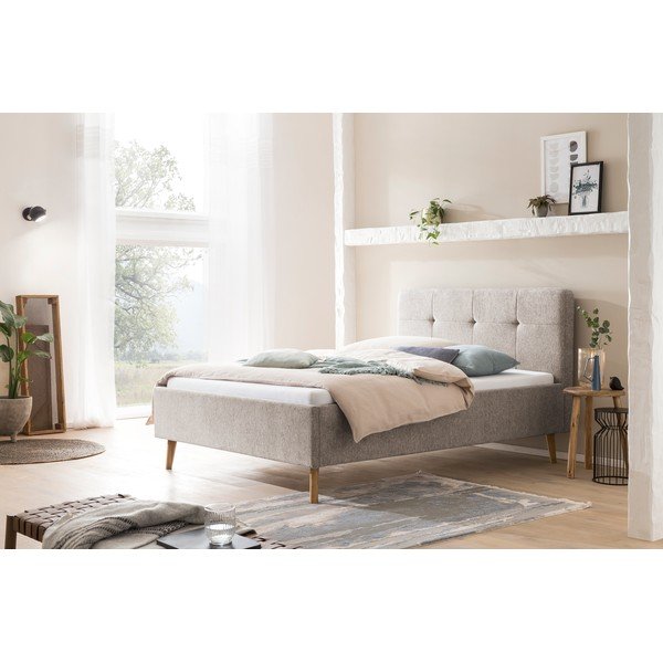 Hallikaspruun polsterdatud kaheinimesevoodi 140x200 cm Smart - Meise Möbel-image-1