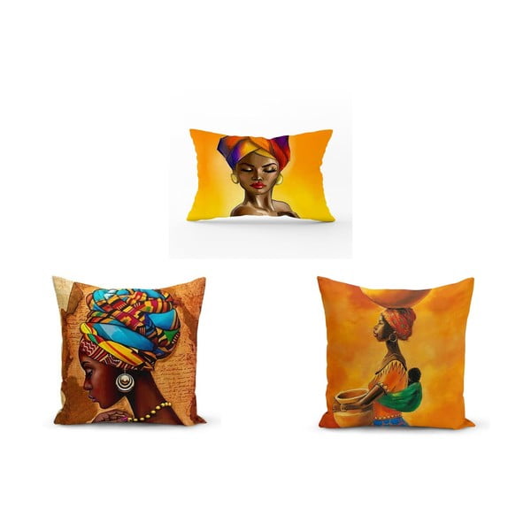 3 padjapüüru komplekt Aafrika kultuur, 45 x 45 cm - Minimalist Cushion Covers