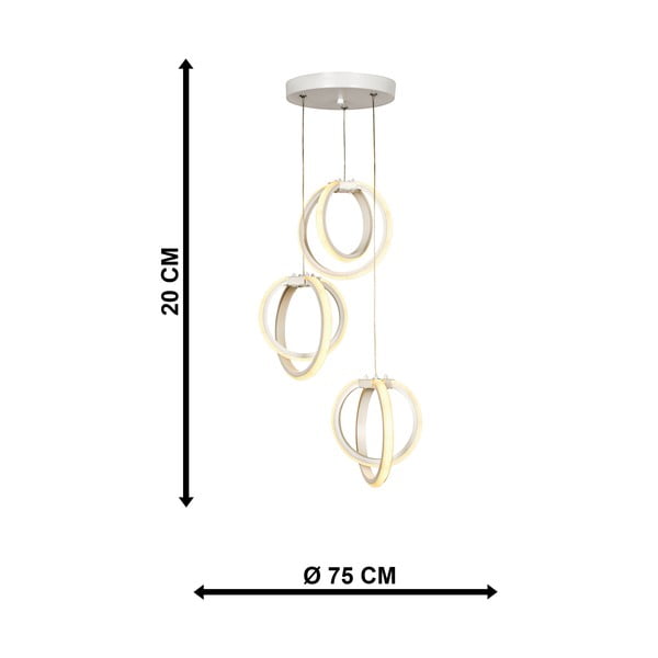 Valge metallist LED rippvalgusti ø 20 cm Sezen - Squid Lighting-image-4