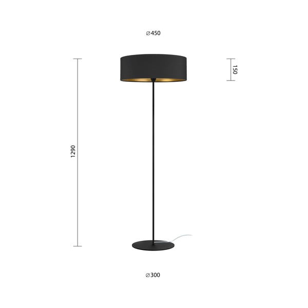 Must/kuldne põrandalamp (kõrgus 129 cm) Tres - Sotto Luce-image-3