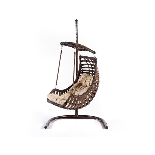 Pruun kunstlikust rotangist rippuv aiatool Alacati - Floriane Garden-image-1