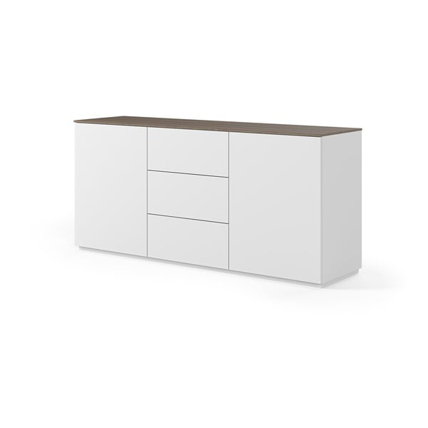 Bílá komoda s deskou v dekoru ořechového dřeva se 3 šuplíky a 2 dveřmi TemaHome Join-image-1