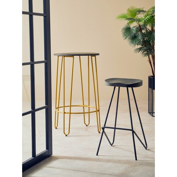 Must/naturaalsest jalakaspuidust baaritool (istme kõrgus 78 cm) District - Premier Housewares-image-1