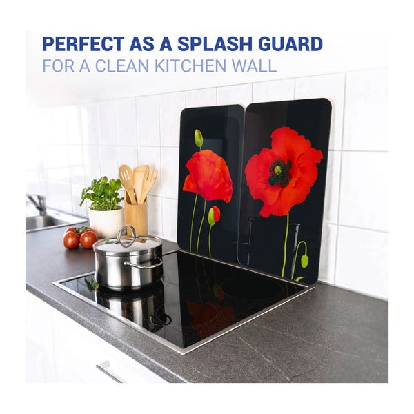 Karastatud klaasist pliidikatte komplekt 2 tk 52x30 cm Poppy - Maximex-image-2