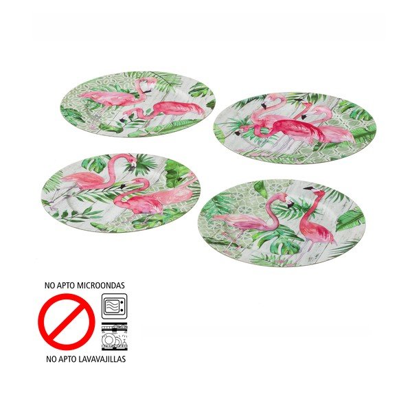 Sada 4 talířů Unimasa Flamingos-image-2