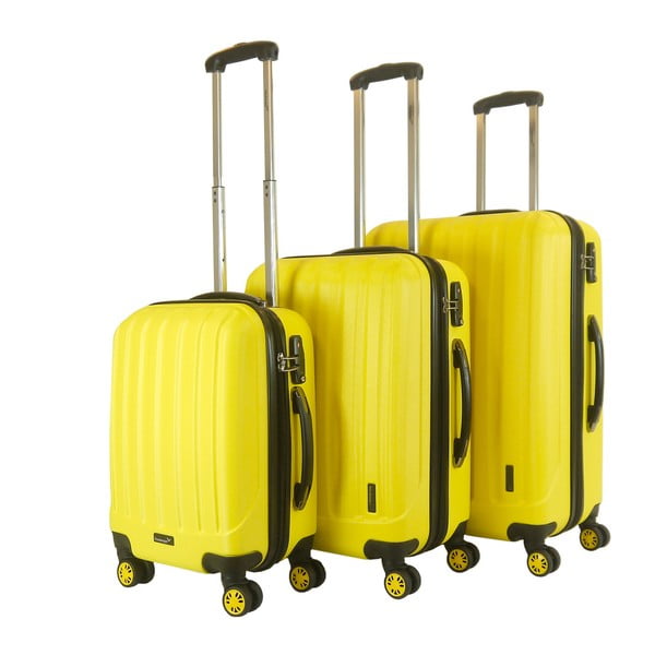 Sada 3 žlutých cestovních kufrů Packenger Koffer