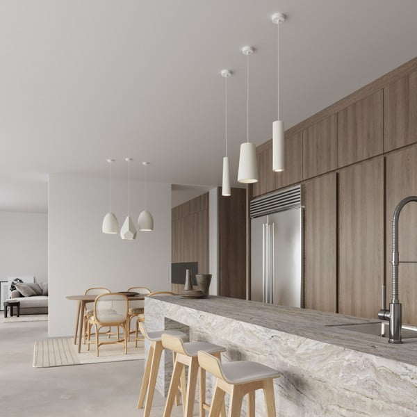 Valge rippvalgusti keraamilise varjuga ø 30 cm Fonsie - Sollux-image-1