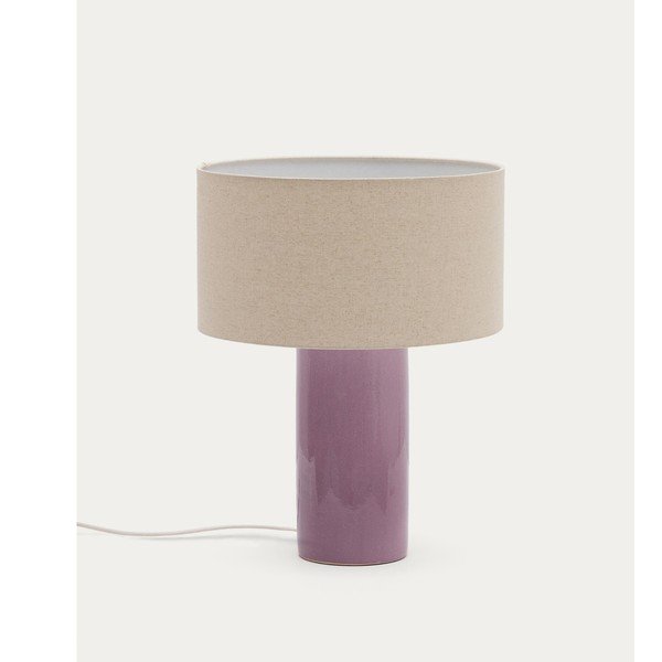 Lilla/beež laualamp tekstiilist varjuga (kõrgus 52 cm) Toneric - Kave Home-image-4