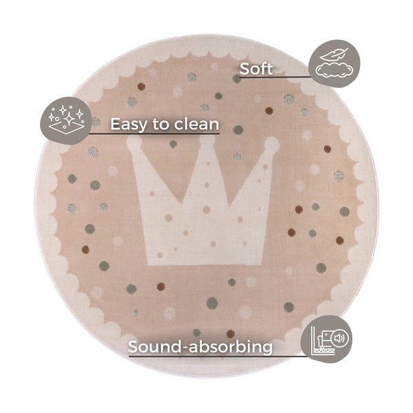 Beež laste vaip ø 100 cm Crown - Hanse Home-image-4