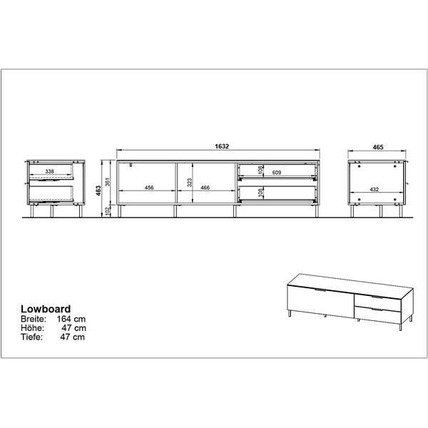 Hall ja beež telerilaud pähklipuust 164x47 cm California - Germania-image-3