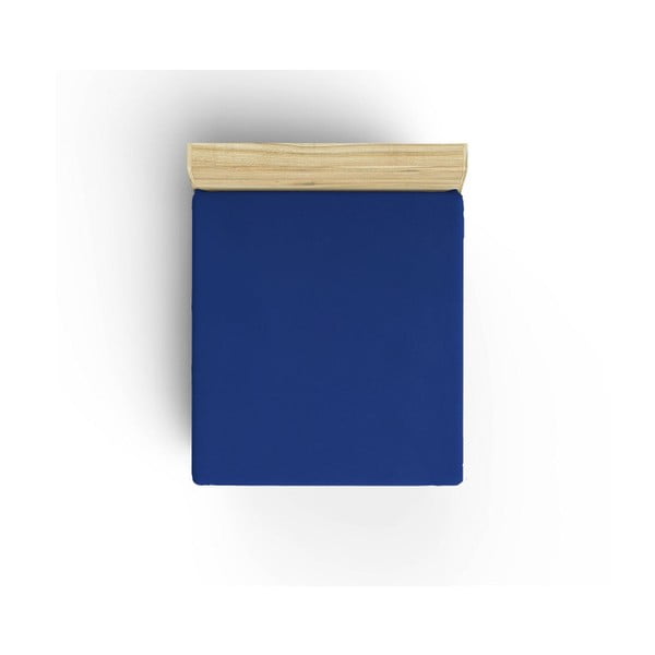 Tmavě modré neelastické bavlněné prostěradlo na jednolůžko Caresso, 90 x 190 cm