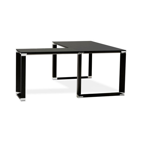 Černý pracovní rohový stůl se skleněnou deskou Kokoon Warner-image-4