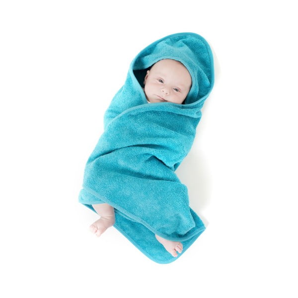 Sinine puuvillane beebirätik kapuutsiga 75x75 cm - Tiseco Home Studio-image-1