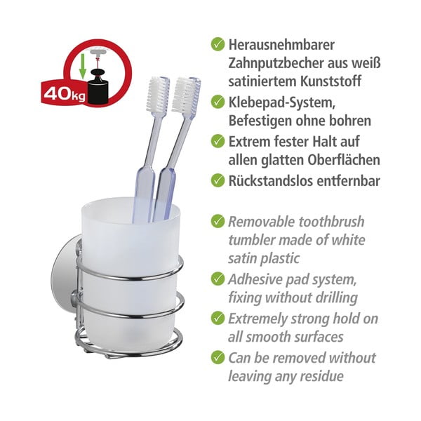 Hall roostevabast terasest isekinituv vannitoatarvikute komplekt Turbo-Loc - Wenko-image-4