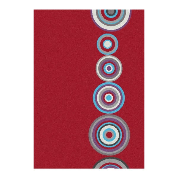 Červený koberec Universal Boras Circles, 133 x 190 cm