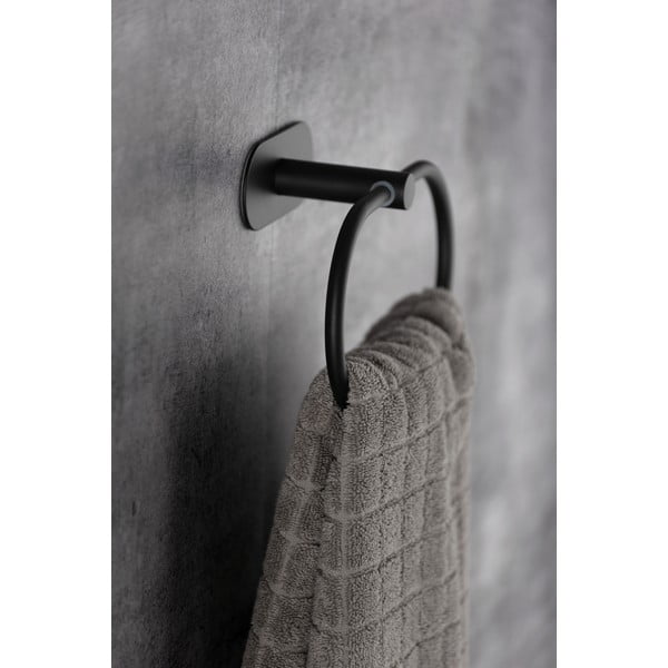 Matt must roostevabast terasest seinale paigaldatav rätikuhoidja Turbo-Loc® rõngas Orea - Wenko-image-1