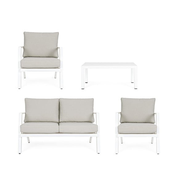 Valge alumiiniumist aiamööbli komplekt 4-le Harley - Bizzotto-image-4