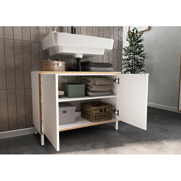 Valge kõrge valamukapp 80x60 cm Topeka - Germania-image-4