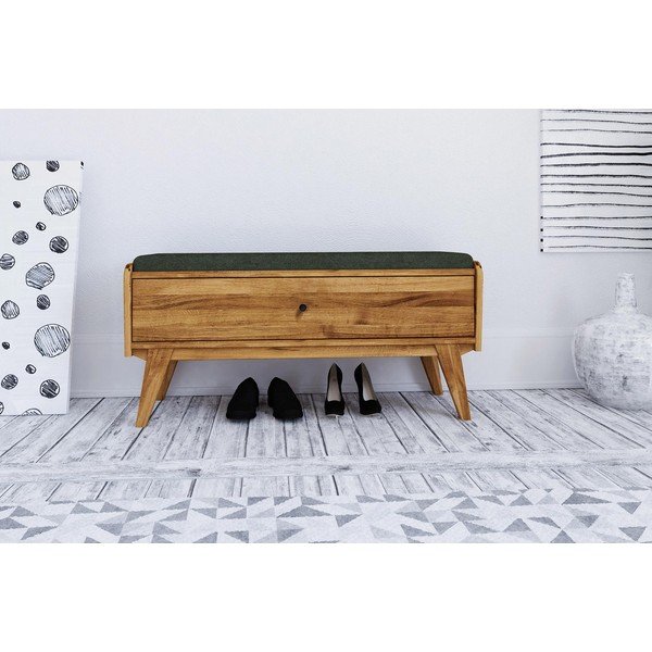 Tammepuust hoiupink rohelise istmega Retro - The Beds-image-3