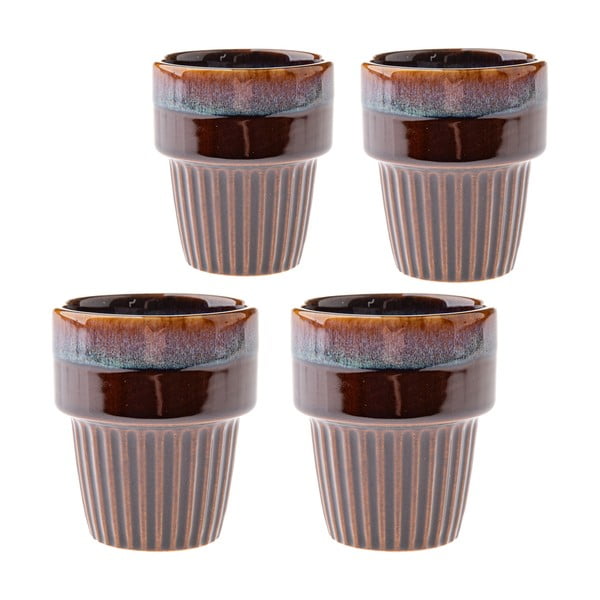 Pruunid espressotassid komplektis (4 tk, 100 ml, kivikeraamika) Tone – Dakls