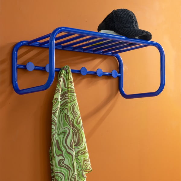 Sinine metallist seinanagi koos riiuliga Retro - Spinder Design-image-4