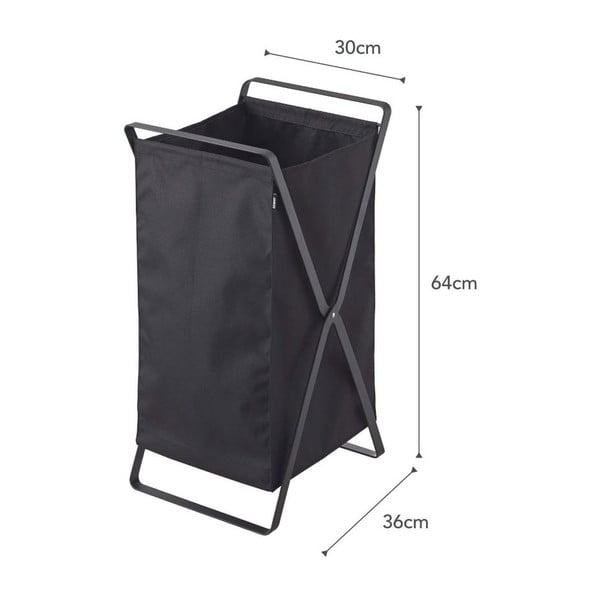 Must pesupesemisvahendite kokkupandav korv Pesumaja Tower - YAMAZAKI-image-2