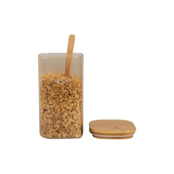 Pruunist klaasist purk puidust kaane ja lusikaga Kanister, kõrgus 19 cm - PT LIVING-image-2