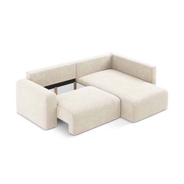 Kreemjas šenilldiivanvoodi/panipaigaga nurgadiivan (parempoolne/L-kujuline) Kona - Makamii-image-4