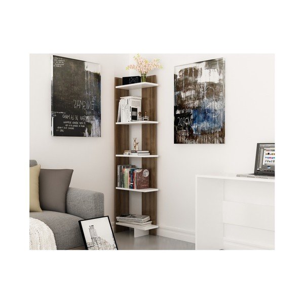 Valge pähklipuust raamaturiiul valge pähklipuust detailidega Pähklipuu valge Als - Zena Home-image-1
