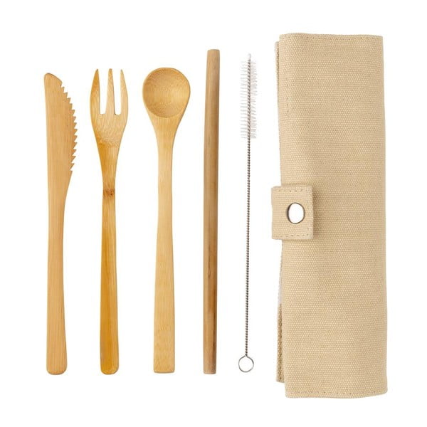 Bambusest söögiriistade reisikomplekt koos kõrrega, puhastamise harja ja pakendiga - XD Collection-image-4