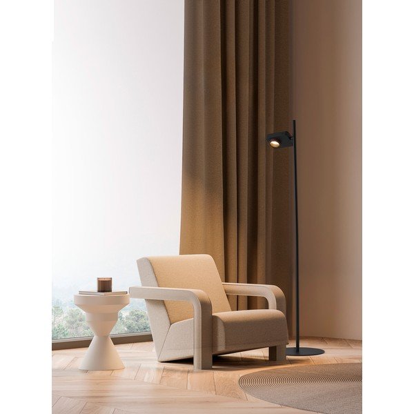 Must alumiiniumist LED-põrandalamp painduva/hämardatava konstruktsiooniga (kõrgus 131 cm) Kedros - Nova Luce-image-1