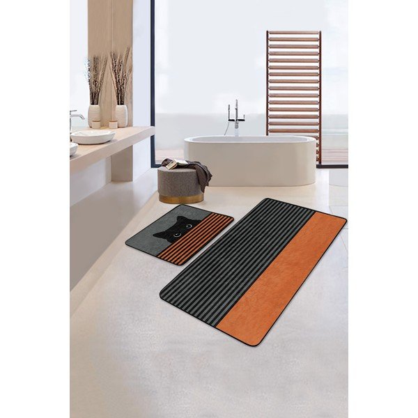 Mustad-oranžid vannitoamatid 2 tk 60x100 cm komplektis - Mila Home-image-1