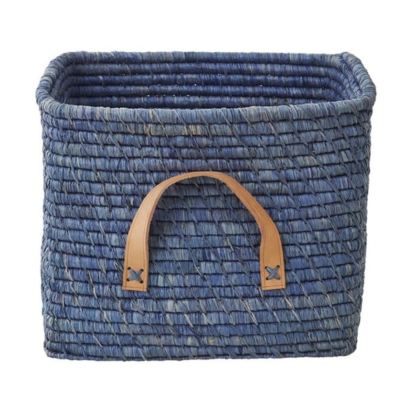 Modrý košík z rýžových vláken, 30 cm
