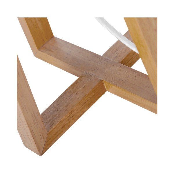Hallikaspruunist täispuidust laualamp tekstiilvarjundiga (kõrgus 44 cm) - Casa Selección-image-2