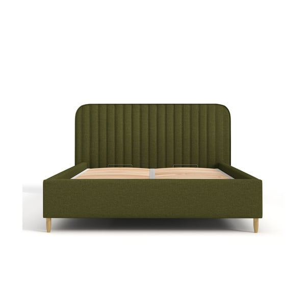 Roheline polsterdatud kaheinimesevoodi koos voodipõhja ja panipaigaga 160x200cm Noto - Maison de Rêve-image-2