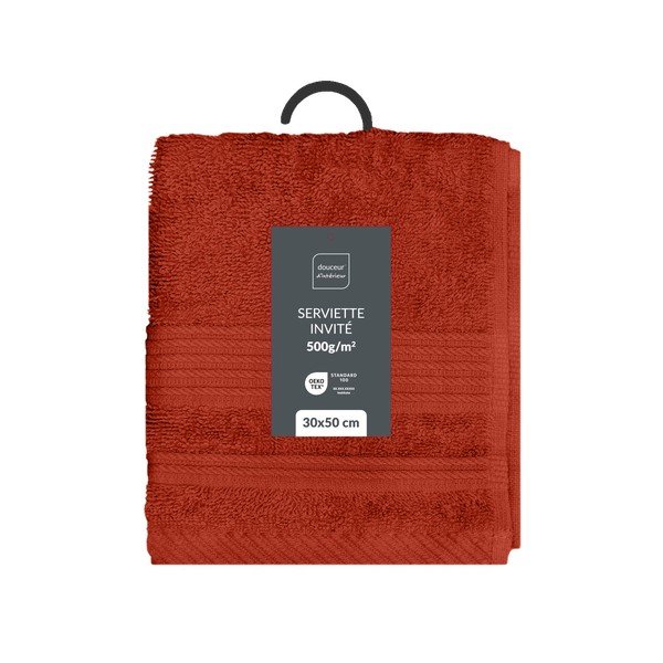 Frotee puuvillane rätik telliskivi värvi 30x50 cm Tendresse - douceur d'intérieur-image-4