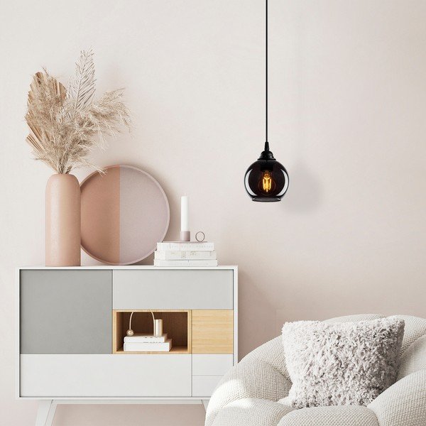 Must rippvalgusti klaasist varjuga ø 15 cm Smoked - Opviq lights-image-1