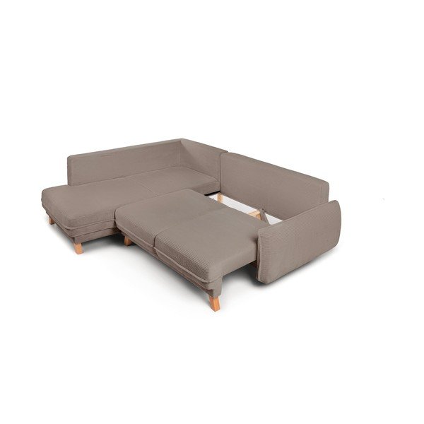 Taupe värvi velvetist diivanvoodi/panipaigaga nurgadiivan (parempoolne/L-kujuline) Tori - Bonami Selection-image-4