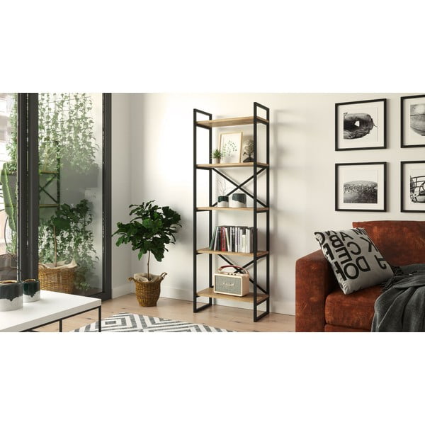 Must/looduslik männipuidust riiul 58x175 cm Nicol - Kalune Design-image-3